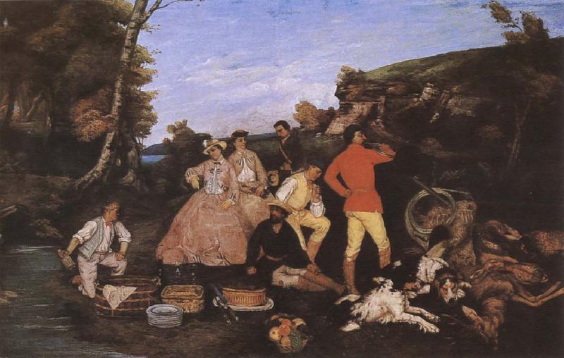 Gustave Courbet Hunter-s picnic Sweden oil painting art